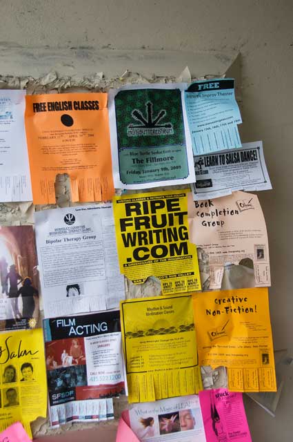 Bulletin board on Broadway in Oakland.
