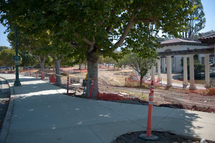 Constuction area today at the tip of Lake Merritt.