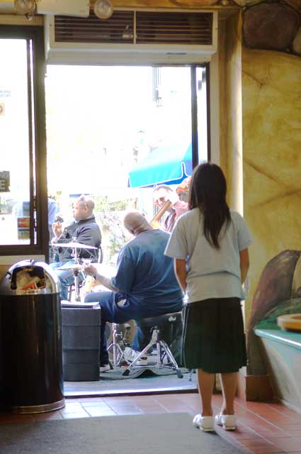 This afternoon at the usual caf&eacute; in Oakland.