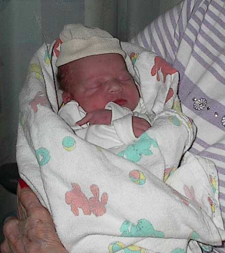 Hannah greets the world.