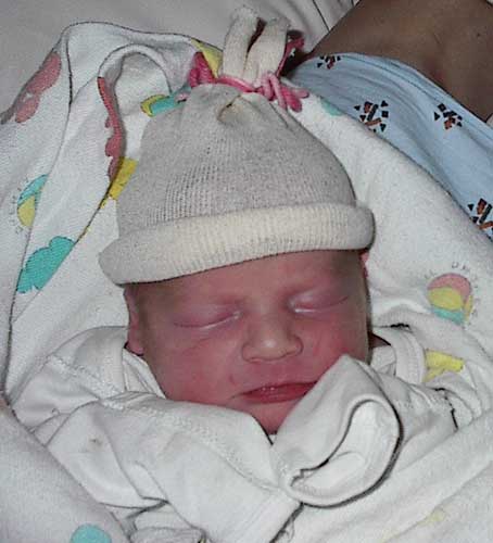Hannah greets the world.