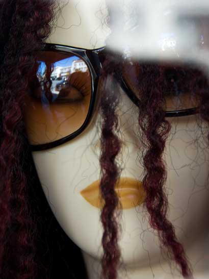 Store window, Grand Avenue, Oakland